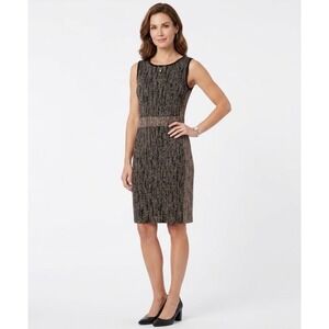 Ming Wang XS Ash Black Knit Sheath Dress Textured Career Office Designer NWT